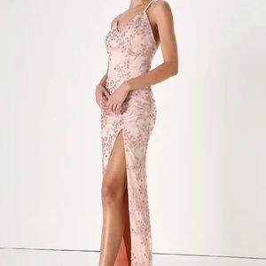 Lulus Blush Pink Sequin Prom Dress